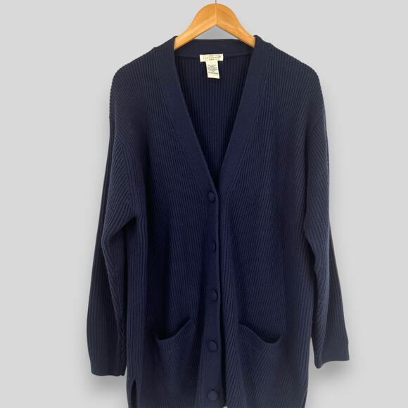 Vintage Yarnworks Navy Blue Longline Cardigan Sweater Size 1X - Picture 5 of 5